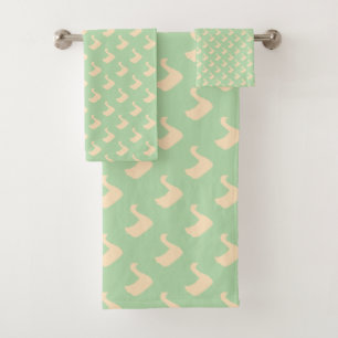 Ducky Duck Diagonal Lime Green Kids Bath Towel Set