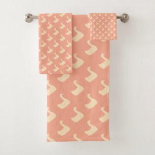 Ducky Duck Diagonal Peach Kids Bath Towel Set