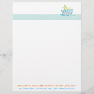 Ducky Duck in Tub Customizable Letterhead