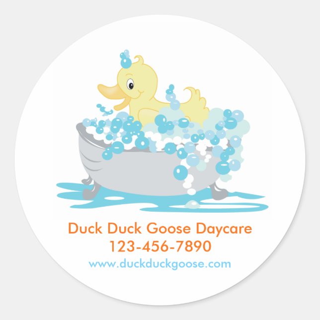 Ducky Duck in Tub Customized Stickers (Front)