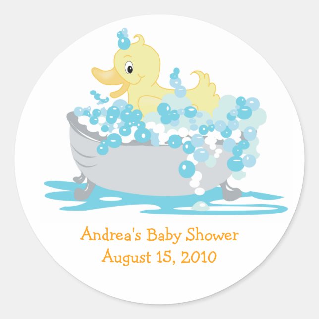 Ducky Duck in Tub Favor Stickers (Front)