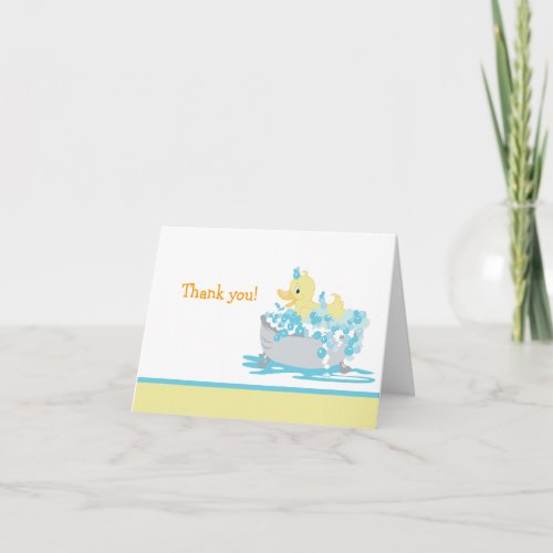 Ducky Duck in Tub Folded Thank you note