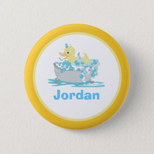 Ducky Duck in Tub Personalized Button Template