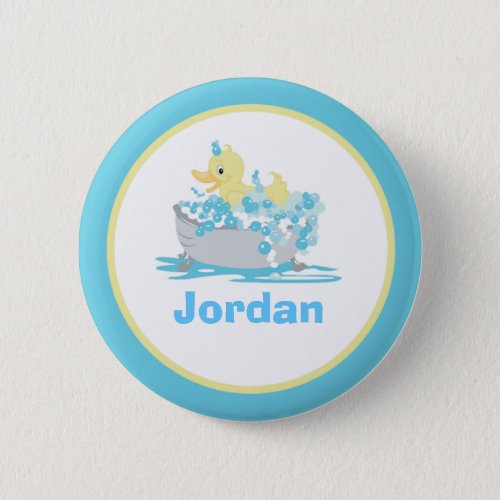 Ducky Duck in Tub Personalized Button Template