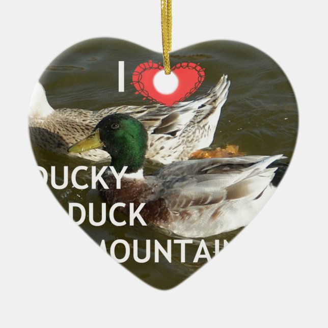 Ducky duck mountains. ceramic ornament (Front)
