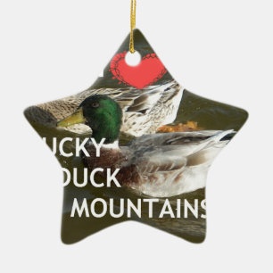 Ducky duck mountains. ceramic ornament