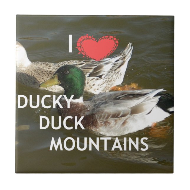 Ducky duck mountains. ceramic tile (Front)