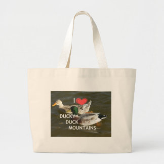 Ducky duck mountains. large tote bag