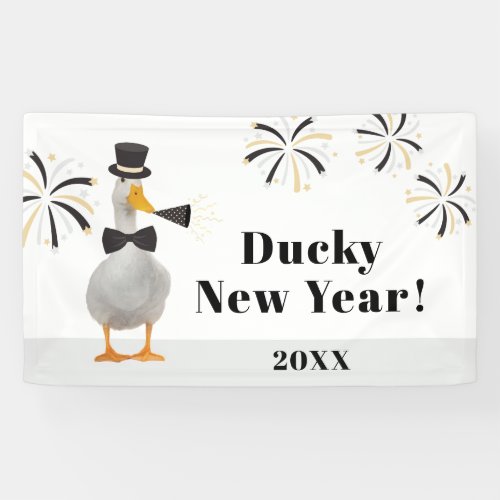 Ducky New Year Black  Gold Banner