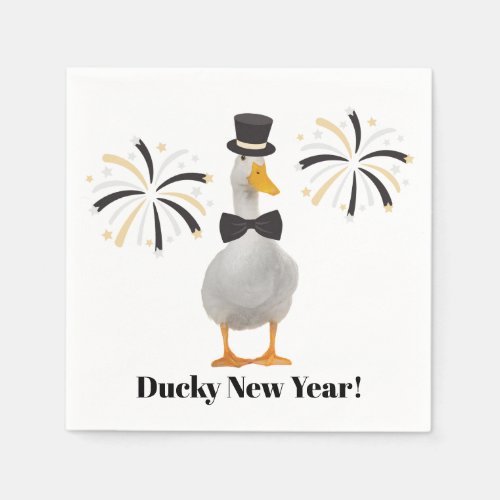 Ducky New Year Black  Gold Napkins