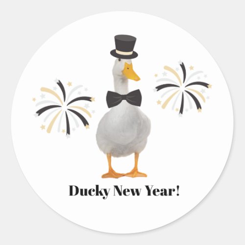 Ducky New Year Classic Round Sticker