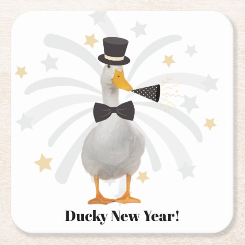Ducky New Year  Square Paper Coaster