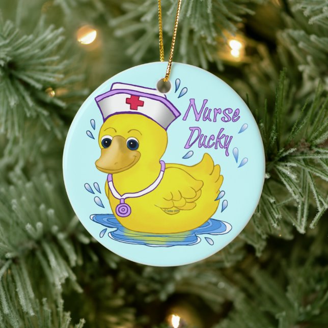 Ducky Nurse Ceramic Ornament (Tree)