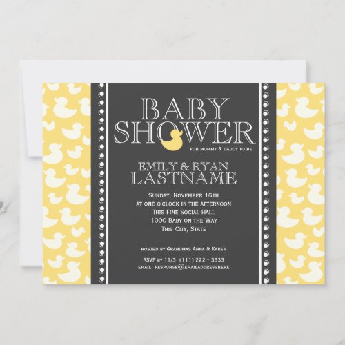 Ducky Pattern Baby Shower Personalized Invite