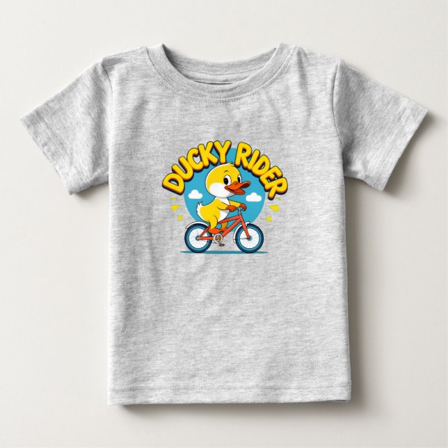 Ducky Rider Cute Cartoon Bicycle T-Shirt (Front)