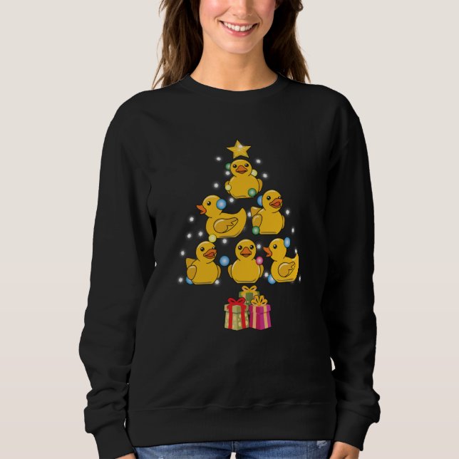 Ducky Rubber Duck Christmas Tree Sweatshirt (Front)