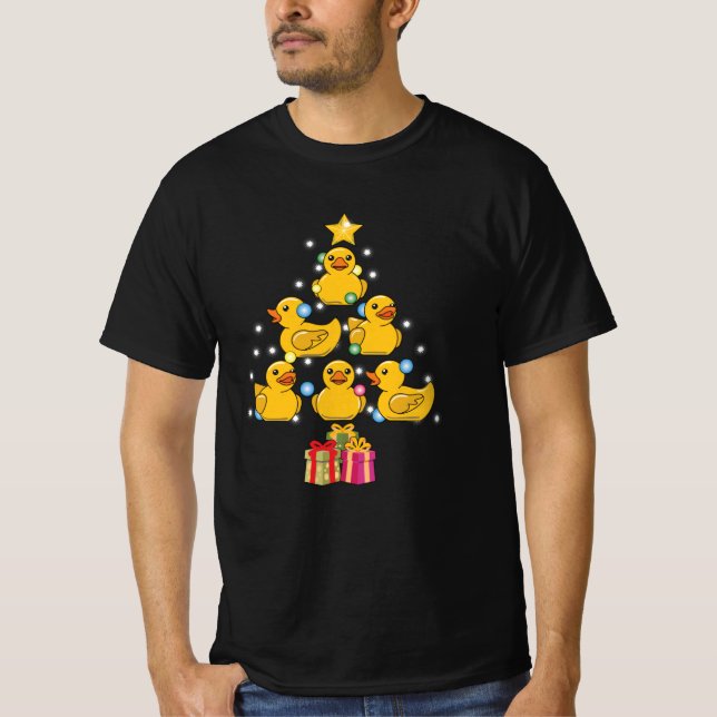 Ducky Rubber Duck Christmas Tree T-Shirt (Front)