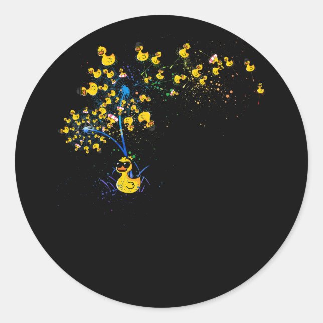 Ducky Rubber Duck Lover Dandelion Duckling Rubber  Classic Round Sticker (Front)