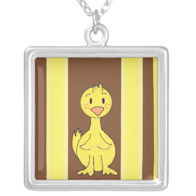 Ducky Stripes Silver Plated Necklace (Front)