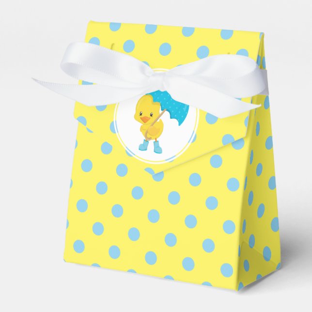 Ducky with Umbrella and Polka Dots Favor Boxes (Front Side)