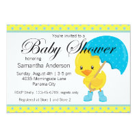 Ducky with Umbrella Baby Shower Card