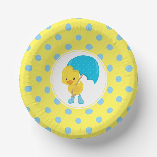 Ducky with Umbrella Baby Shower Paper Bowls (Front)