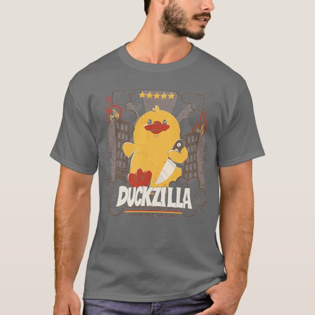Duckzilla Funny Duck Attack by Tobe Fonseca T-Shirt (Front)