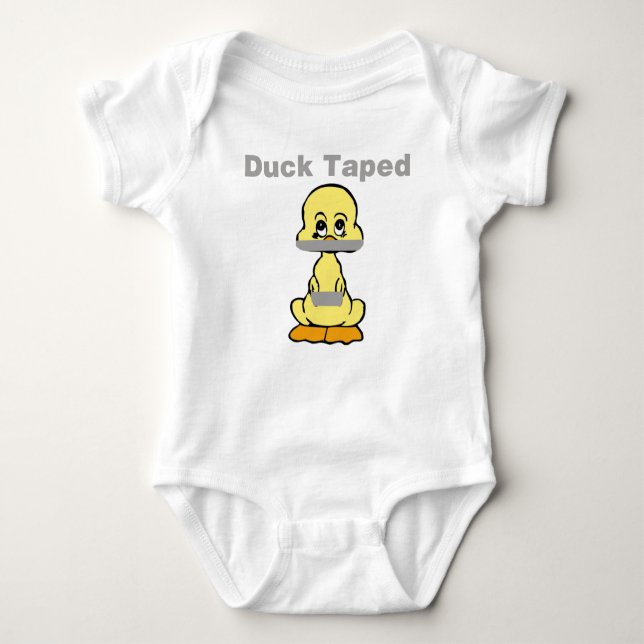 Duct Tape Humor Yellow Duck Taped Baby Bodysuit (Front)
