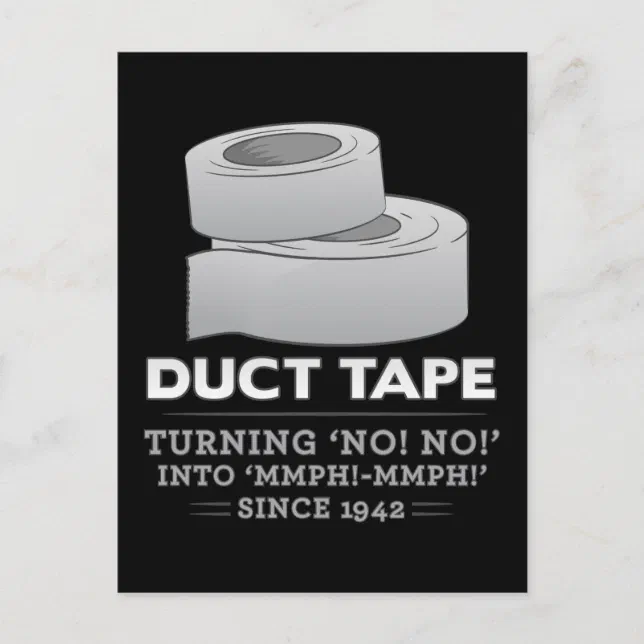 duct tape turning no! no! into mmph! mmph! funny postcard Zazzle