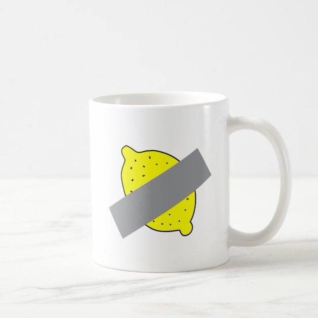 Duct taped yellow lemon art coffee mug (Right)