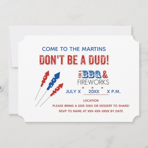 DUD July 4th Party Invitation