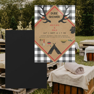 Dude Antlers Couples Bridal Shower Invitation