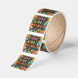 Dude Be Kind Floral Rainbow Square Sticker
