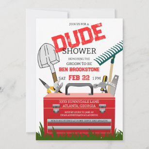 Dude Groom Tool Wedding Shower Invitation