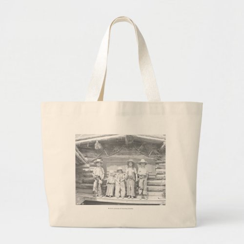 Dude ranch photo of children in cowboy clothes large tote bag