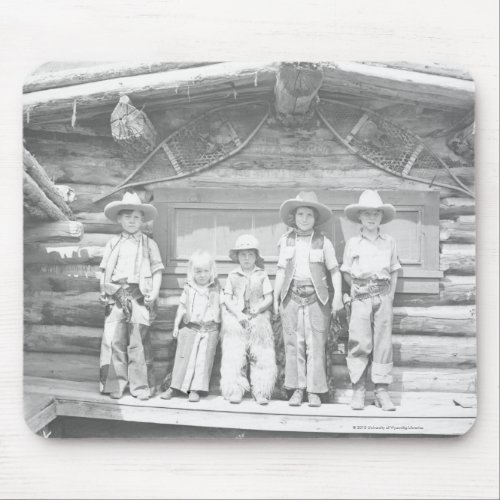 Dude ranch photo of children in cowboy clothes mouse pad