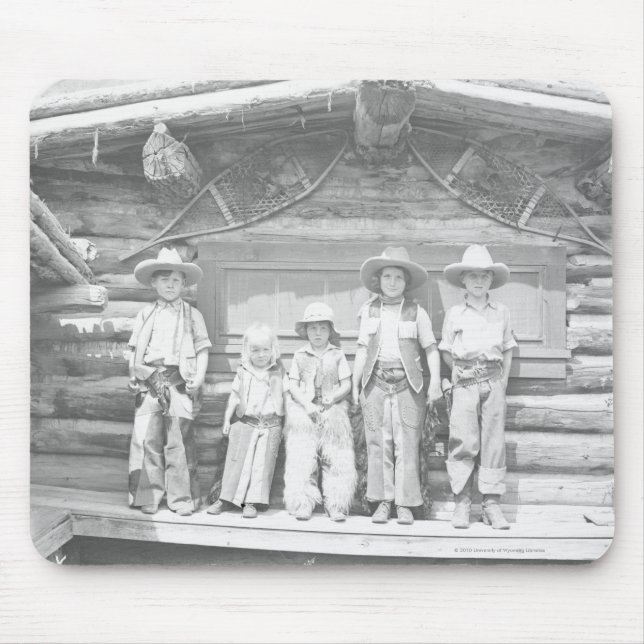Dude ranch photo of children in cowboy clothes mouse pad (Front)