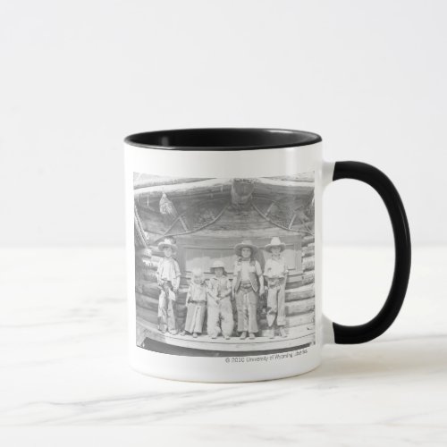 Dude ranch photo of children in cowboy clothes mug