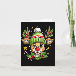 Dude Reindeer Christmas Lights Cozy Reindeer Boy X Card
