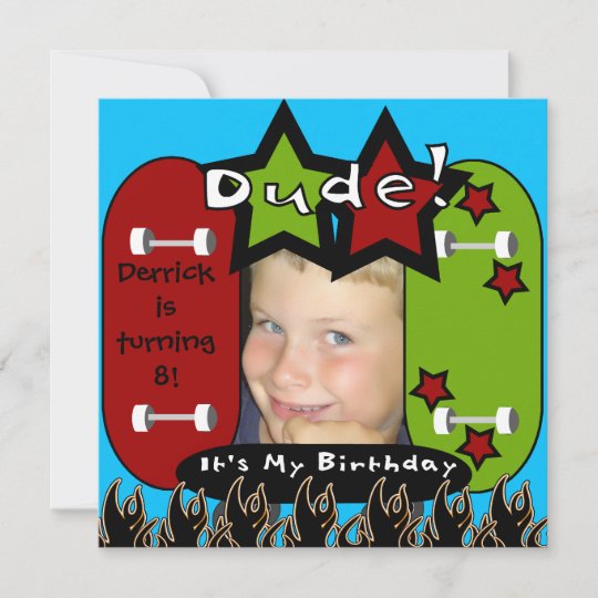 Dude Skateboarding Birthday Invitation