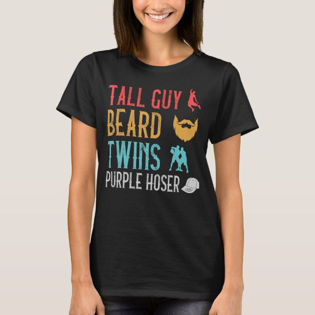 dude tall guy beard twins purple hoser Perfect for T-Shirt (Front)