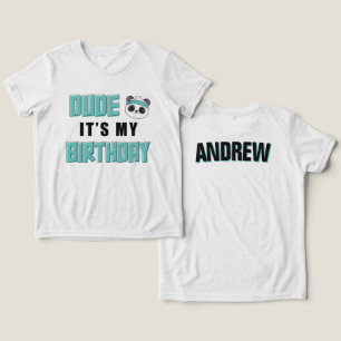 Dude Teal and Black Panda Birthday Personalized Tri-Blend Shirt