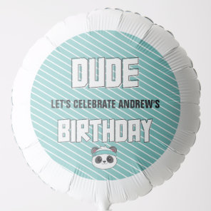 Dude Teal and Black Panda Birthday Thank You Balloon