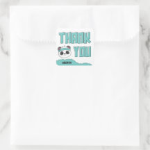 Dude Teal and Black Panda Birthday Thank You