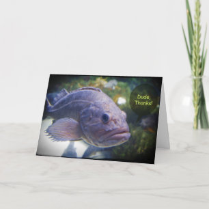 Dude Thanks Fish With Black Border Thank You Card
