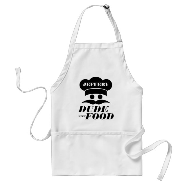 Dude With Food Black Chef Hat Adult Apron (Front)