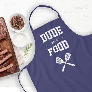 Dude with the Food Funny Navy Blue Grilling Apron