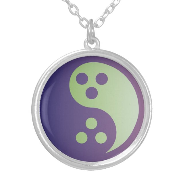 Dudeism Yin-Yang Bowling Ball Silver Necklace (Front)