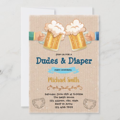 Dudes and diaper party invitation