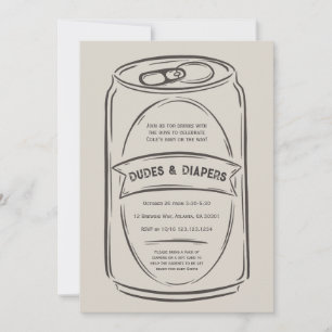 Dudes and Diapers Baby Shower Invitation for Men